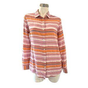 J.MCLAUGHLIN~ Women’s Button-Up Striped Shirt ~S~Cotton Pink/Orange Long Sleeve